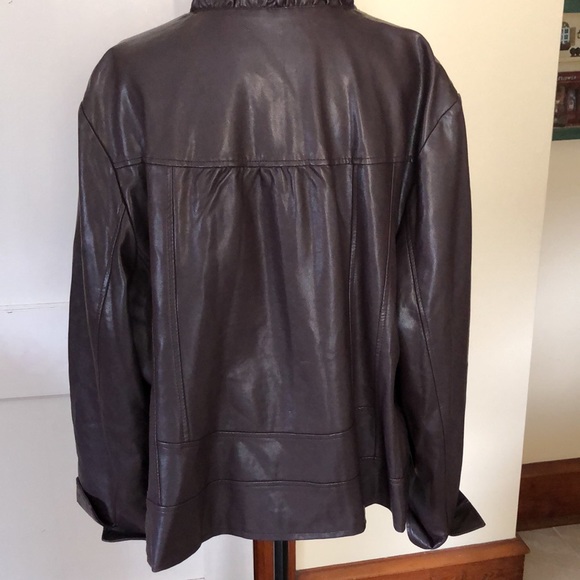Dress Barn faux leather brown so soft jacket. Size 18/20 Ptp26”. Just stunning! - Picture 5 of 8